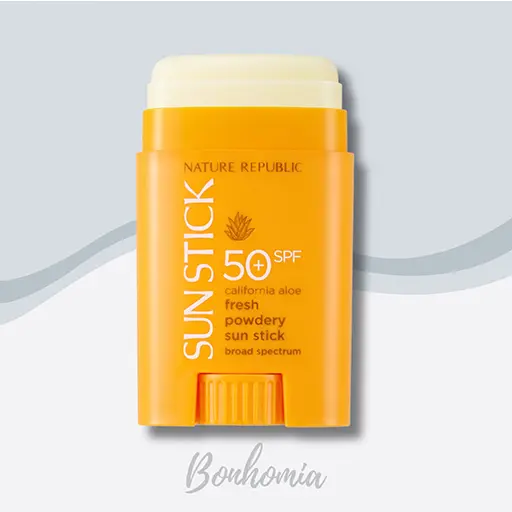 Nature Republic California Aloe Fresh Sun Stick SPF50+ PA++++ (2-Pack) – US Exclusive, Mineral Sunscreen, Water & Sweat Resistant, Lightweight & Fluffy Finish